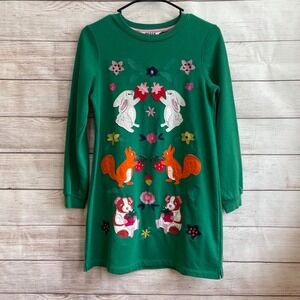 EXCELLENT CONDITION BODEN‎ APPLIQUED SWEATSHIRT DRESS IN GREEN